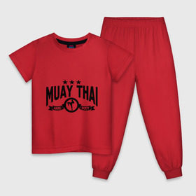 Детская пижама хлопок с принтом Muay thai boxing (Тайский бокс) в Санкт-Петербурге, 100% хлопок |  брюки и футболка прямого кроя, без карманов, на брюках мягкая резинка на поясе и по низу штанин
 | Тематика изображения на принте: муай тай