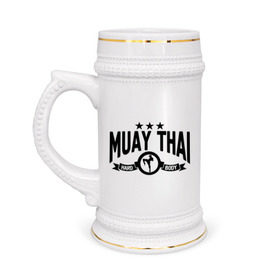 Кружка пивная с принтом Muay thai boxing (Тайский бокс) в Санкт-Петербурге,  керамика (Материал выдерживает высокую температуру, стоит избегать резкого перепада температур) |  объем 630 мл | муай тай