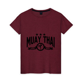 Женская футболка хлопок с принтом Muay thai boxing (Тайский бокс) в Санкт-Петербурге, 100% хлопок | прямой крой, круглый вырез горловины, длина до линии бедер, слегка спущенное плечо | муай тай