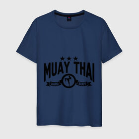 Мужская футболка хлопок с принтом Muay thai boxing (Тайский бокс) в Санкт-Петербурге, 100% хлопок | прямой крой, круглый вырез горловины, длина до линии бедер, слегка спущенное плечо. | муай тай