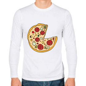Мужской лонгслив хлопок с принтом Пицца парная в Санкт-Петербурге, 100% хлопок |  | pizza | влюбленным | для влюбленных | для двоих | для пар | парные | пицца