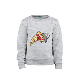 Детский свитшот хлопок с принтом Кусочек пиццы парная в Санкт-Петербурге, 100% хлопок | круглый вырез горловины, эластичные манжеты, пояс и воротник | pizza | влюбленным | для влюбленных | для двоих | для пар | мышонок | пара | парные | пицца