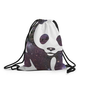 Рюкзак-мешок 3D с принтом Panda space в Санкт-Петербурге, 100% полиэстер | плотность ткани — 200 г/м2, размер — 35 х 45 см; лямки — толстые шнурки, застежка на шнуровке, без карманов и подкладки | панда