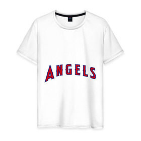 Мужская футболка хлопок с принтом Angels of Anaheim лого в Санкт-Петербурге, 100% хлопок | прямой крой, круглый вырез горловины, длина до линии бедер, слегка спущенное плечо. | 