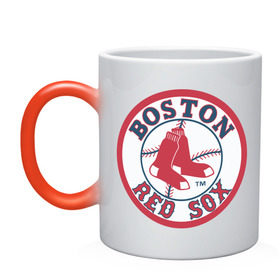 Кружка хамелеон с принтом Boston Red Sox в Санкт-Петербурге, керамика | меняет цвет при нагревании, емкость 330 мл | baseball | boston red sox | бейсбол | бостон | красные носки | ред сокс | спорт