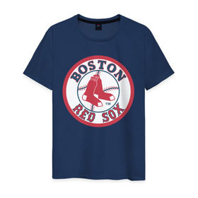 Мужская футболка хлопок с принтом Boston Red Sox в Санкт-Петербурге, 100% хлопок | прямой крой, круглый вырез горловины, длина до линии бедер, слегка спущенное плечо. | baseball | boston red sox | бейсбол | бостон | красные носки | ред сокс | спорт