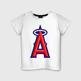 Детская футболка хлопок с принтом Los Angeles Angels of Anaheim logo в Санкт-Петербурге, 100% хлопок | круглый вырез горловины, полуприлегающий силуэт, длина до линии бедер | baseball | los angeles angels of anaheim | бейсбол | спорт