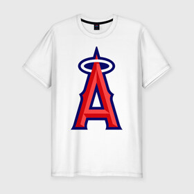 Мужская футболка премиум с принтом Los Angeles Angels of Anaheim logo в Санкт-Петербурге, 92% хлопок, 8% лайкра | приталенный силуэт, круглый вырез ворота, длина до линии бедра, короткий рукав | baseball | los angeles angels of anaheim | бейсбол | спорт