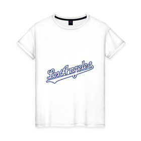 Женская футболка хлопок с принтом Los Angeles Dodgers в Санкт-Петербурге, 100% хлопок | прямой крой, круглый вырез горловины, длина до линии бедер, слегка спущенное плечо | baseball | los angeles dodgers | бейсбол | лос анджелес доджерс | спорт