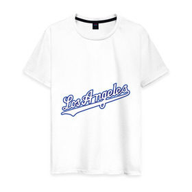 Мужская футболка хлопок с принтом Los Angeles Dodgers в Санкт-Петербурге, 100% хлопок | прямой крой, круглый вырез горловины, длина до линии бедер, слегка спущенное плечо. | baseball | los angeles dodgers | бейсбол | лос анджелес доджерс | спорт