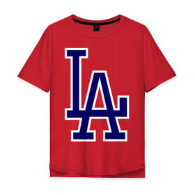 Мужская футболка хлопок Oversize с принтом Los Angeles Dodgers logo в Санкт-Петербурге, 100% хлопок | свободный крой, круглый ворот, “спинка” длиннее передней части | Тематика изображения на принте: baseball | la | los angeles dodgers | бейсбол | лос анджелес доджерс | спорт