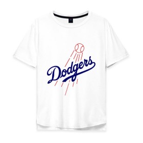 Мужская футболка хлопок Oversize с принтом Los Angeles Dodgers logotype в Санкт-Петербурге, 100% хлопок | свободный крой, круглый ворот, “спинка” длиннее передней части | Тематика изображения на принте: baseball | los angeles dodgers | бейсбол | лос анджелес доджерс | спорт