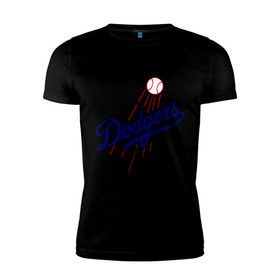 Мужская футболка премиум с принтом Los Angeles Dodgers logotype в Санкт-Петербурге, 92% хлопок, 8% лайкра | приталенный силуэт, круглый вырез ворота, длина до линии бедра, короткий рукав | baseball | los angeles dodgers | бейсбол | лос анджелес доджерс | спорт