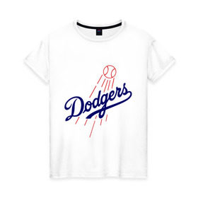 Женская футболка хлопок с принтом Los Angeles Dodgers logotype в Санкт-Петербурге, 100% хлопок | прямой крой, круглый вырез горловины, длина до линии бедер, слегка спущенное плечо | baseball | los angeles dodgers | бейсбол | лос анджелес доджерс | спорт