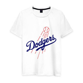 Мужская футболка хлопок с принтом Los Angeles Dodgers logotype в Санкт-Петербурге, 100% хлопок | прямой крой, круглый вырез горловины, длина до линии бедер, слегка спущенное плечо. | Тематика изображения на принте: baseball | los angeles dodgers | бейсбол | лос анджелес доджерс | спорт