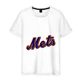Мужская футболка хлопок с принтом Mets в Санкт-Петербурге, 100% хлопок | прямой крой, круглый вырез горловины, длина до линии бедер, слегка спущенное плечо. | baseball | mets | new york mets | бейсбол | нью йорк метс | спорт