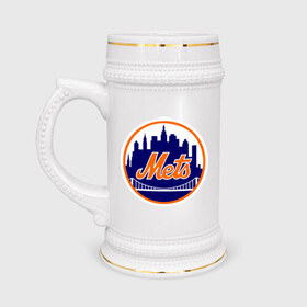 Кружка пивная с принтом New York Mets в Санкт-Петербурге,  керамика (Материал выдерживает высокую температуру, стоит избегать резкого перепада температур) |  объем 630 мл | baseball | mets | new york mets | бейсбол | нью йорк метс | спорт