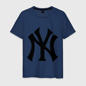 Мужская футболка хлопок с принтом New York Yankees в Санкт-Петербурге, 100% хлопок | прямой крой, круглый вырез горловины, длина до линии бедер, слегка спущенное плечо. | baseball | new york yankees | бейсбол | нью йорк янкиз | спорт | янки