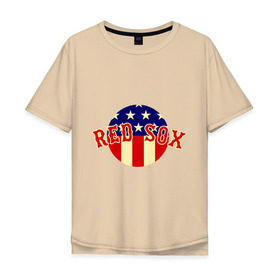 Мужская футболка хлопок Oversize с принтом Red Sox в Санкт-Петербурге, 100% хлопок | свободный крой, круглый ворот, “спинка” длиннее передней части | baseball | boston red sox | бейсбол | бостон | красные носки | ред сокс | спорт