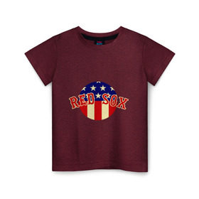 Детская футболка хлопок с принтом Red Sox в Санкт-Петербурге, 100% хлопок | круглый вырез горловины, полуприлегающий силуэт, длина до линии бедер | baseball | boston red sox | бейсбол | бостон | красные носки | ред сокс | спорт
