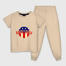 Детская пижама хлопок с принтом Red Sox в Санкт-Петербурге, 100% хлопок |  брюки и футболка прямого кроя, без карманов, на брюках мягкая резинка на поясе и по низу штанин
 | baseball | boston red sox | бейсбол | бостон | красные носки | ред сокс | спорт