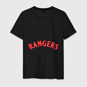 Мужская футболка хлопок с принтом Texas Rangers logotype в Санкт-Петербурге, 100% хлопок | прямой крой, круглый вырез горловины, длина до линии бедер, слегка спущенное плечо. | 