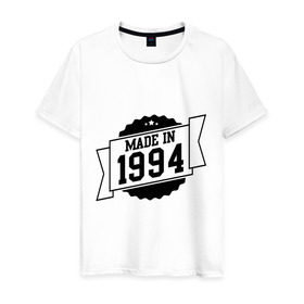 Мужская футболка хлопок с принтом Made in 1994 в Санкт-Петербурге, 100% хлопок | прямой крой, круглый вырез горловины, длина до линии бедер, слегка спущенное плечо. | Тематика изображения на принте: 
