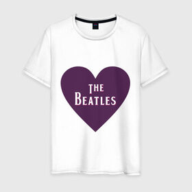 Мужская футболка хлопок с принтом The Beatles is love в Санкт-Петербурге, 100% хлопок | прямой крой, круглый вырез горловины, длина до линии бедер, слегка спущенное плечо. | 