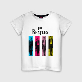 Детская футболка хлопок с принтом Walking Beatles в Санкт-Петербурге, 100% хлопок | круглый вырез горловины, полуприлегающий силуэт, длина до линии бедер | beatles | the beatles | walking beatles | бителс