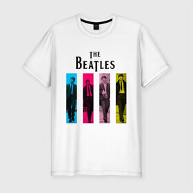 Мужская футболка премиум с принтом Walking Beatles в Санкт-Петербурге, 92% хлопок, 8% лайкра | приталенный силуэт, круглый вырез ворота, длина до линии бедра, короткий рукав | Тематика изображения на принте: beatles | the beatles | walking beatles | бителс