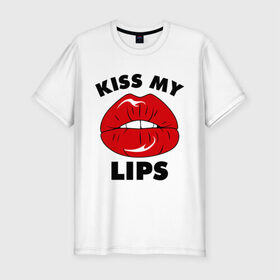 Мужская футболка премиум с принтом Kiss my Lips в Санкт-Петербурге, 92% хлопок, 8% лайкра | приталенный силуэт, круглый вырез ворота, длина до линии бедра, короткий рукав | Тематика изображения на принте: kiss | lips | swag | губы | поцелуй | сваг | свог | свэг