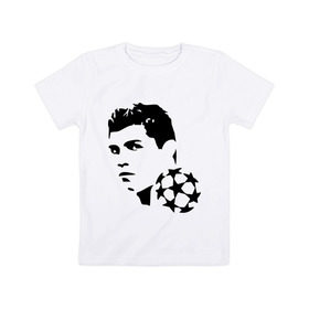 Детская футболка хлопок с принтом C.Ronaldo в Санкт-Петербурге, 100% хлопок | круглый вырез горловины, полуприлегающий силуэт, длина до линии бедер | football | footballplayer | real madrid | криштиану роналдо | реал мадрилд | футбол | футболерывкашники