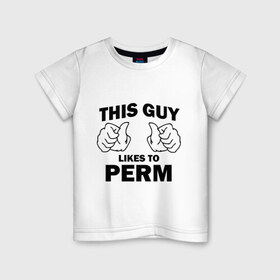 Детская футболка хлопок с принтом Этот парень любит Пермь в Санкт-Петербурге, 100% хлопок | круглый вырез горловины, полуприлегающий силуэт, длина до линии бедер | Тематика изображения на принте: пермь | этот парень любит пермь