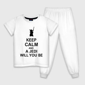 Детская пижама хлопок с принтом Keep calm and a jedi will you be в Санкт-Петербурге, 100% хлопок |  брюки и футболка прямого кроя, без карманов, на брюках мягкая резинка на поясе и по низу штанин
 | keep calm | keep calm and a jedi will you be