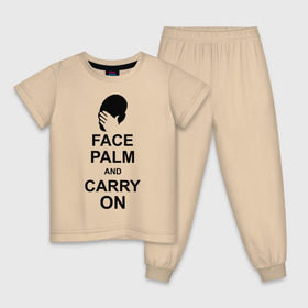 Детская пижама хлопок с принтом Facepalm and carry on в Санкт-Петербурге, 100% хлопок |  брюки и футболка прямого кроя, без карманов, на брюках мягкая резинка на поясе и по низу штанин
 | 