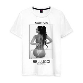 Мужская футболка хлопок с принтом Моника Беллучи в Санкт-Петербурге, 100% хлопок | прямой крой, круглый вырез горловины, длина до линии бедер, слегка спущенное плечо. | Тематика изображения на принте: monica bellucci | беллучи | моника | моника беллучи