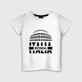 Детская футболка хлопок с принтом Italia в Санкт-Петербурге, 100% хлопок | круглый вырез горловины, полуприлегающий силуэт, длина до линии бедер | Тематика изображения на принте: italia | roma | италия | колизей | рим
