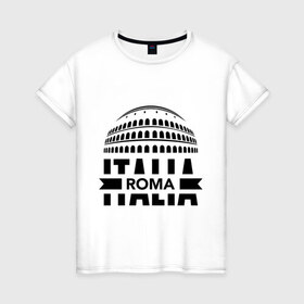 Женская футболка хлопок с принтом Italia в Санкт-Петербурге, 100% хлопок | прямой крой, круглый вырез горловины, длина до линии бедер, слегка спущенное плечо | italia | roma | италия | колизей | рим