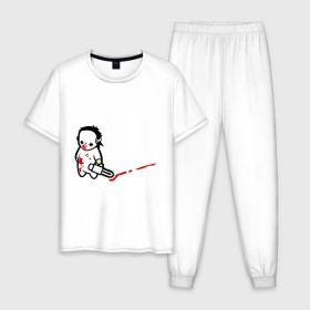 Мужская пижама хлопок с принтом грустный маньяк в Санкт-Петербурге, 100% хлопок | брюки и футболка прямого кроя, без карманов, на брюках мягкая резинка на поясе и по низу штанин
 | 