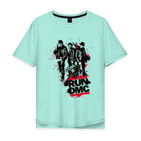 Мужская футболка хлопок Oversize с принтом Run-DMC в Санкт-Петербурге, 100% хлопок | свободный крой, круглый ворот, “спинка” длиннее передней части | run dmc