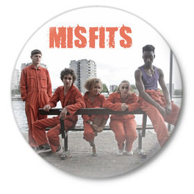 Значок с принтом Misfits - отбросы в Санкт-Петербурге,  металл | круглая форма, металлическая застежка в виде булавки | Тематика изображения на принте: misfits