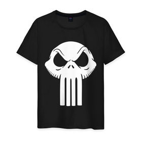 Мужская футболка хлопок с принтом Череп скелетон в Санкт-Петербурге, 100% хлопок | прямой крой, круглый вырез горловины, длина до линии бедер, слегка спущенное плечо. | skull | череп