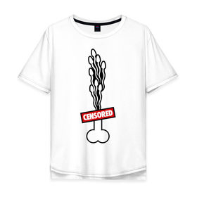 Мужская футболка хлопок Oversize с принтом Funny Penis в Санкт-Петербурге, 100% хлопок | свободный крой, круглый ворот, “спинка” длиннее передней части | Тематика изображения на принте: censored | penis