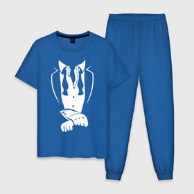 Мужская пижама хлопок с принтом Gang nam smoking в Санкт-Петербурге, 100% хлопок | брюки и футболка прямого кроя, без карманов, на брюках мягкая резинка на поясе и по низу штанин
 | 