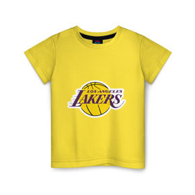 Детская футболка хлопок с принтом LA Lakers в Санкт-Петербурге, 100% хлопок | круглый вырез горловины, полуприлегающий силуэт, длина до линии бедер | basketball | lakers | media | nba | toplanding | баскетболл | лейкерс | лого баскетбольных клубов | лос анджелес | нба