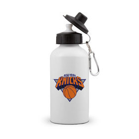 Бутылка спортивная с принтом NY Knicks в Санкт-Петербурге, металл | емкость — 500 мл, в комплекте две пластиковые крышки и карабин для крепления | basketball | nba | баскетболл | лого баскетбольных клубов | нба | нью йорк