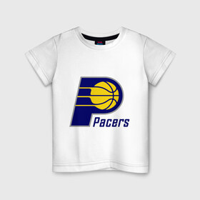 Детская футболка хлопок с принтом Pacers в Санкт-Петербурге, 100% хлопок | круглый вырез горловины, полуприлегающий силуэт, длина до линии бедер | basketball | nba | баскетболл | лого баскетбольных клубов | нба