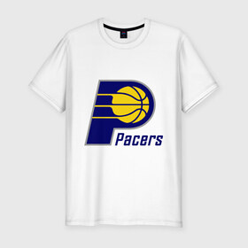 Мужская футболка премиум с принтом Pacers в Санкт-Петербурге, 92% хлопок, 8% лайкра | приталенный силуэт, круглый вырез ворота, длина до линии бедра, короткий рукав | basketball | nba | баскетболл | лого баскетбольных клубов | нба