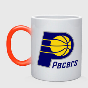 Кружка хамелеон с принтом Pacers в Санкт-Петербурге, керамика | меняет цвет при нагревании, емкость 330 мл | basketball | nba | баскетболл | лого баскетбольных клубов | нба