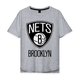 Мужская футболка хлопок Oversize с принтом Nets Brooklyn в Санкт-Петербурге, 100% хлопок | свободный крой, круглый ворот, “спинка” длиннее передней части | бруклин